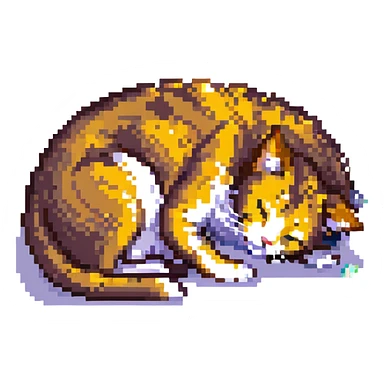 curled up sleeping pixel art cat sticker