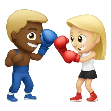 A man and a blond girl boxing sticker