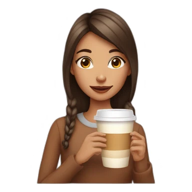 Girl with latte sticker