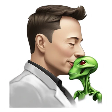 Elon Musk sniffing alien sticker