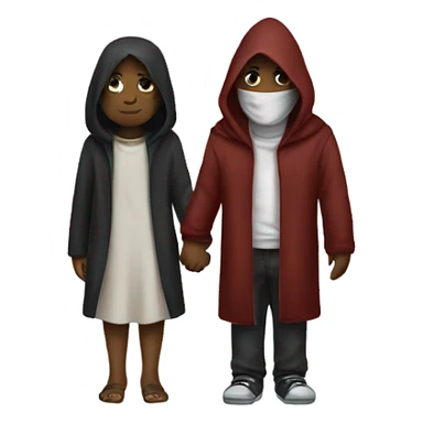 Hooded alian holding hands with a person sticker