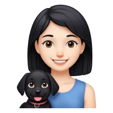 smiling girl with black dog sticker
