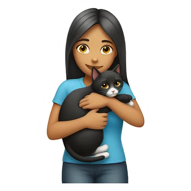 Girl hug cat sticker