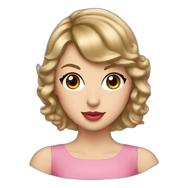 Taylor Swift with a pink dress and a heart around the right eye sticker