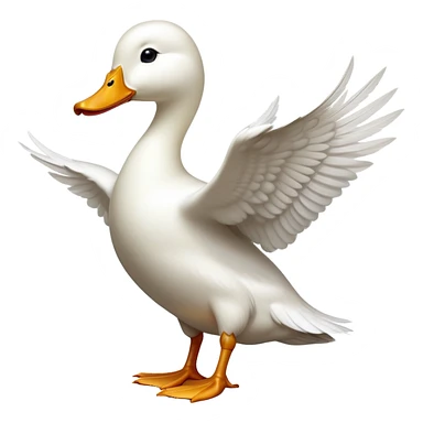 cinematic-[white duck]-realistic-full-body-perched-emoji,-wings-tucked-neatly,-head-tilted-dramatically,-sleek-[white]-feathers,-simplified-yet-realistic-focused-features,-highly-detailed,-glowing-with-an-almost-sarcastic-glow sticker
