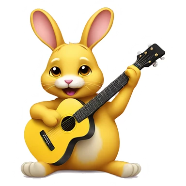 Cute rabbit playing yellow guitar sticker