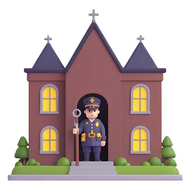 night watchman guarding building sticker