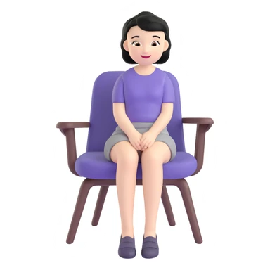 Girl with short black hair smiling sitting on a chair sticker