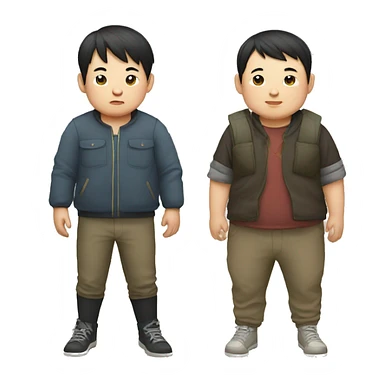 a chubby chinese boy and a skinny chinese boy sticker