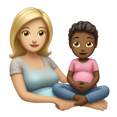 Mom pregnant with baby with little girl sitting next to her sticker