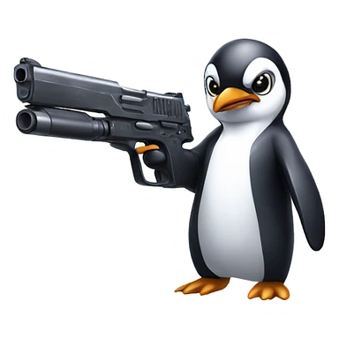 Penguin with gun anime sticker