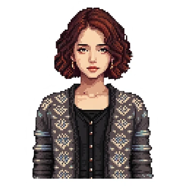 gray woman knit cardigan, detailed texture sticker