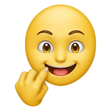 yellow emoji biting pointer finger with a smirky face  sticker