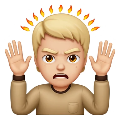 angry face with hands up sticker