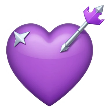 purple heart pierced by a larger arrow, iPhone emoji style sticker
