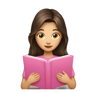 brunette reading a pink book sticker