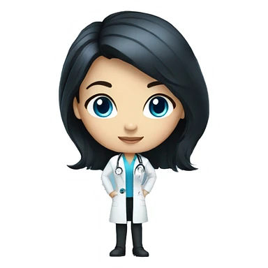 standing female doctor with full length black hair and Blue eyes  sticker