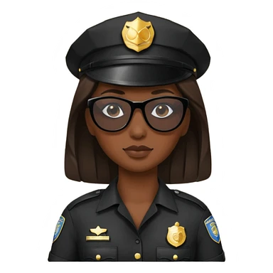 woman police wearing black dress with sun glasses sticker