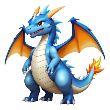 Black and white colorful gradient shiny glossy Fakémon-Digimon-Gabite-Charizard-Croconaw-Reshiram-Zekrom-creature-hybrid (full body) sticker