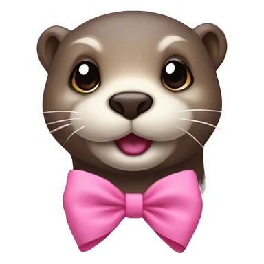 otter with a pink bow on its ear sticker