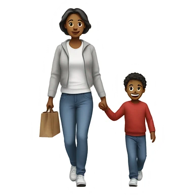mom and son walk sticker
