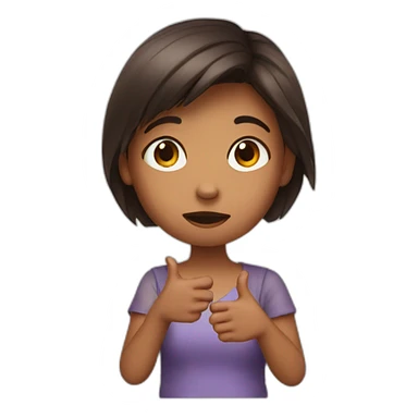 A girl saying no with hand sticker