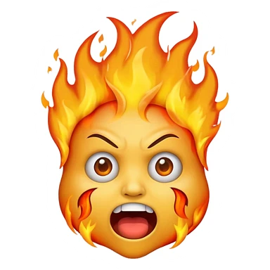 Head emoji on fire freak out sticker