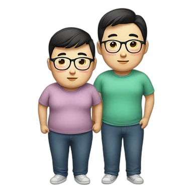 Chinese chubby gay couple with glasses sticker