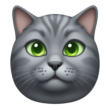 Fat grey cat with green eyes cute sticker