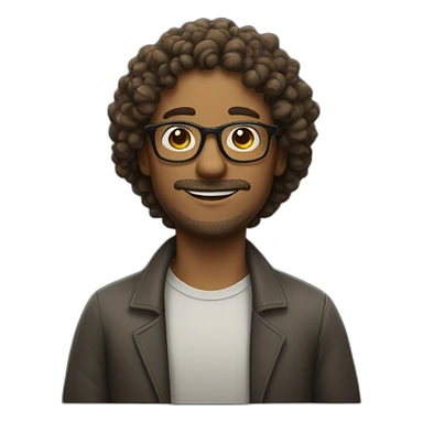 curly man in glasses sticker