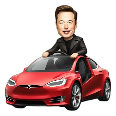 elon musk riding a tesla sticker