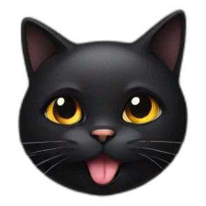Black cat sticking tongue sticker