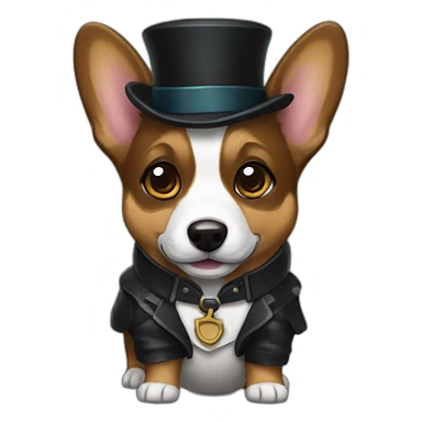 Black corgi wearing Sherlock holmes costume sticker