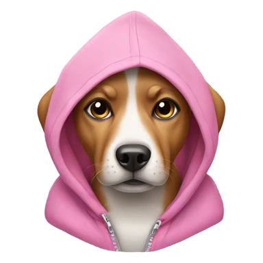 dog wearing a pink hoodie sticker