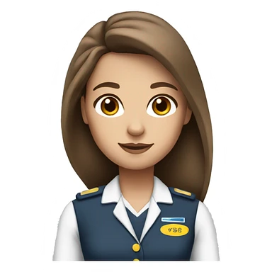 Stewardess with long brown hair and brown eyes  sticker