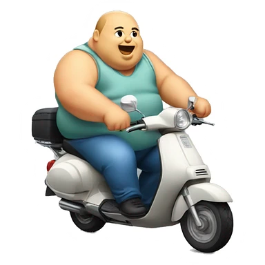 Fat man on a moped with fat flabs hanging down sides  sticker