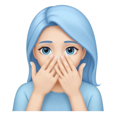 pastel blue girl covers her face with her hand sticker