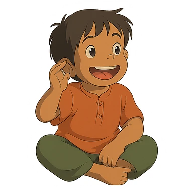 happy Indian kid listening to a story sticker