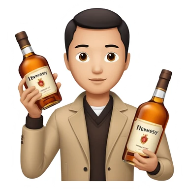 Asian man with hennessy sticker