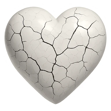 heart with a cracked porcelain effect, no background sticker