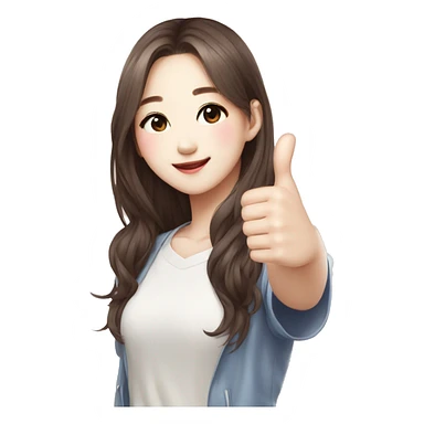 Cute Korean girl giving thumbs up kpop idol sticker