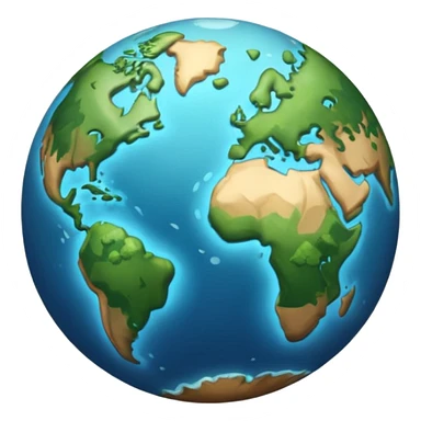 Generate a realistic emoji-style icon of the Earth with forests, oceans, and clean skies — bright lighting and soft shadows sticker