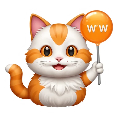 make me a cartoon cat, with some kind of sign or something with the text ‘W Bubble’ on it sticker