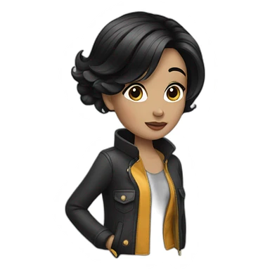 stylish girl with black hair sticker