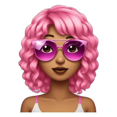 Dj mulher cabelo curto e franja rosa sticker