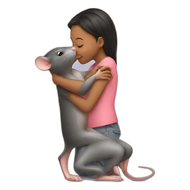 a girl kissing a rat sticker