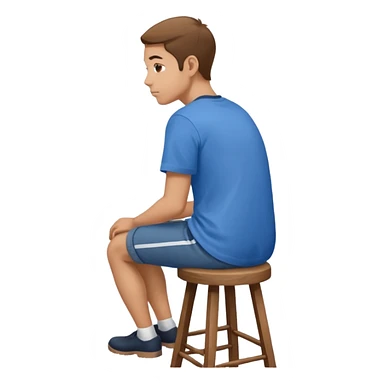 a person sitting on stool full back head turn. sticker