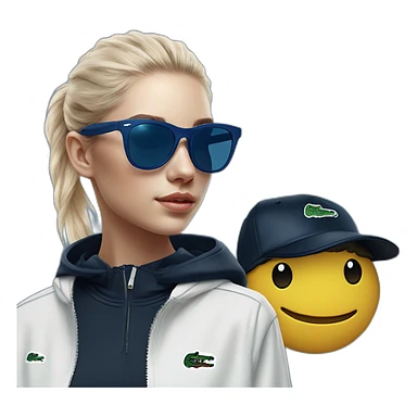 Lacoste bag girl with black lacoste hoodie e and blue oakley sportive sunglass  sticker