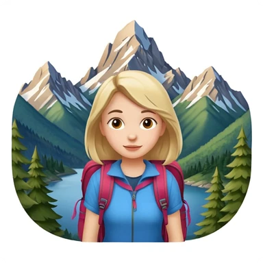 girl back packing mountains background  sticker