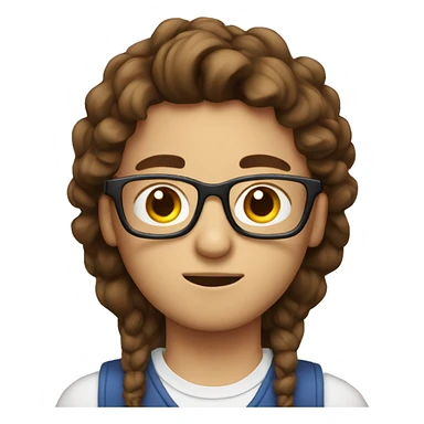 nerd with brown hair waiting in front of laptop sticker